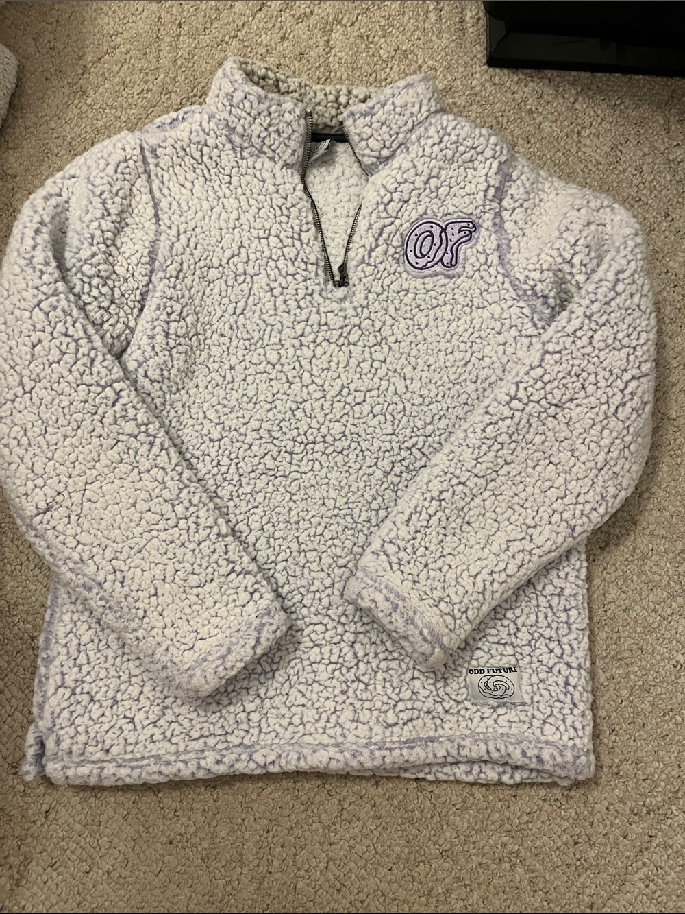 Odd Future Light Lavender Sherpa Quarter-Zip Pullover